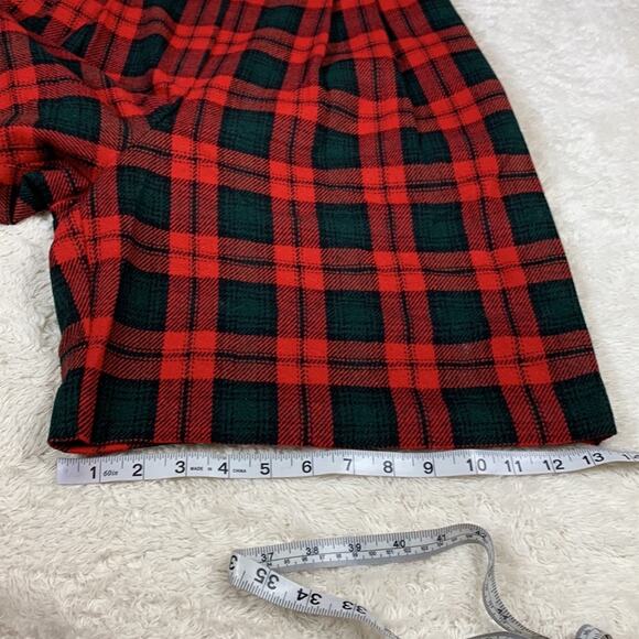 Vintage 90s Sag Harbor plaid wool blend hi rise pleated shorts, 14 - Picture 7 of 9